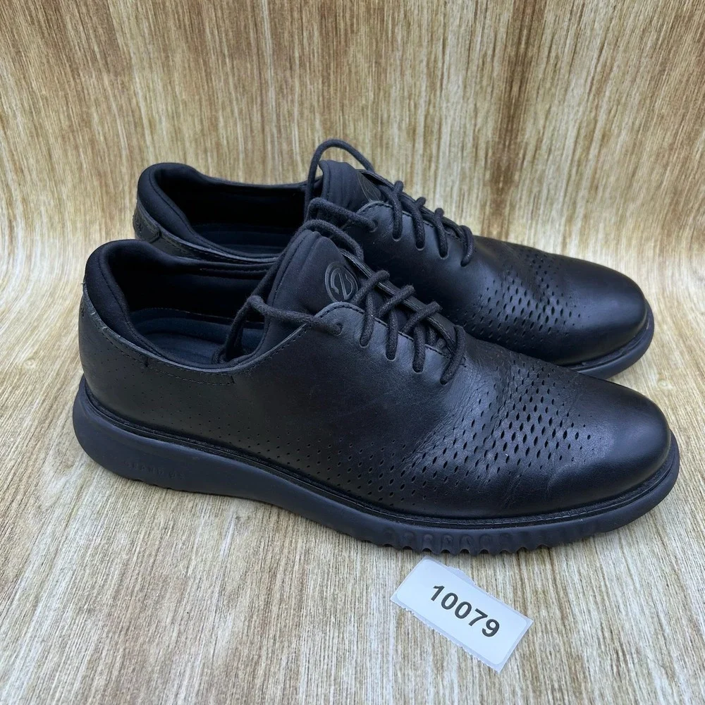 Cole Haan 2.Zerogrand Lined Laser Men's 8.5M Black Leather Oxford C23832